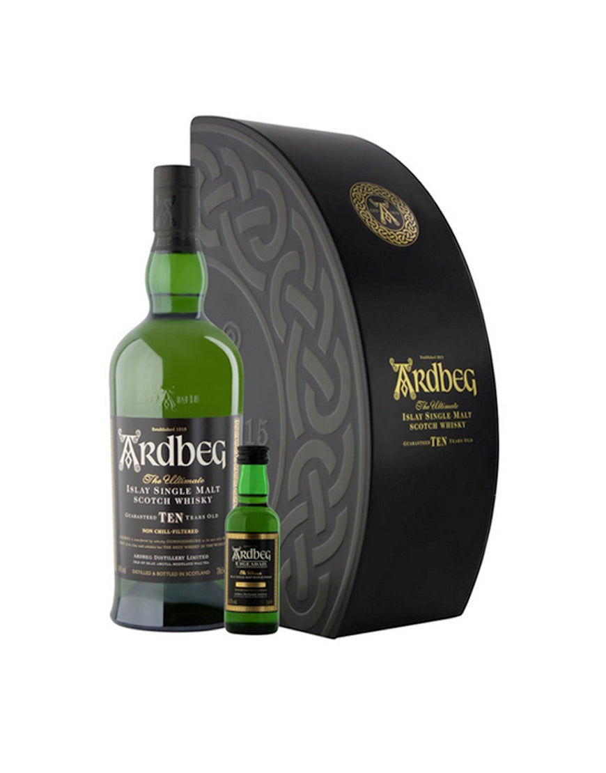 Ardbeg 10 Year Old With Mini Bottle Quadrant Gift Pack 700mL