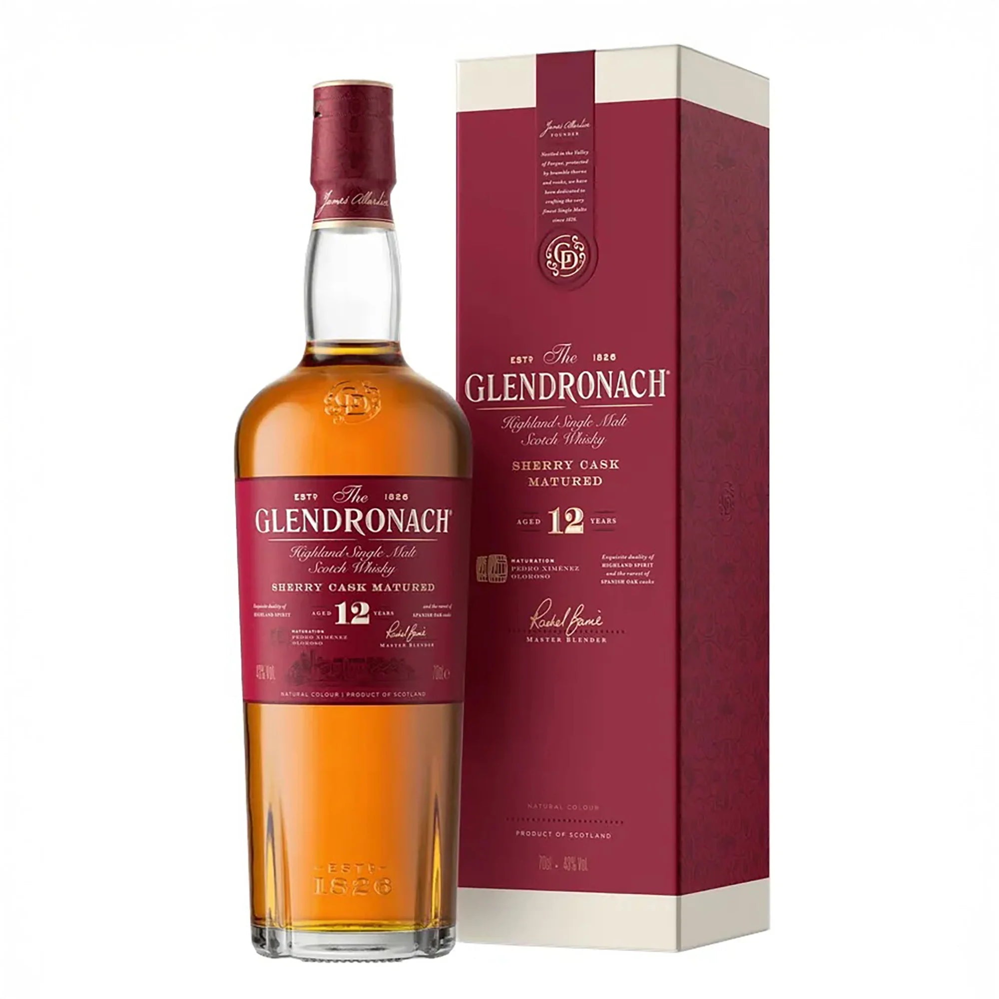 Glendronach 12 YO + Glendronach 15 YO Highland Single Malt Scotch Whisky 700mL (2 Bottle Bundle with 2 Glencairn glasses))