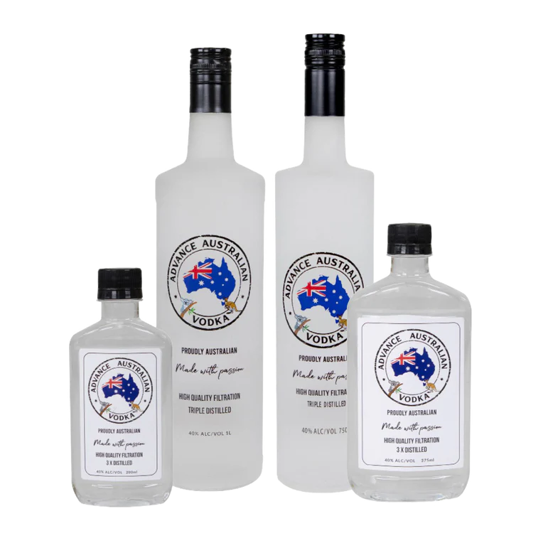 Advance Australia Vodka Complete Set of 4 : 200mL + 375mL + 750mL + 1 Ltr