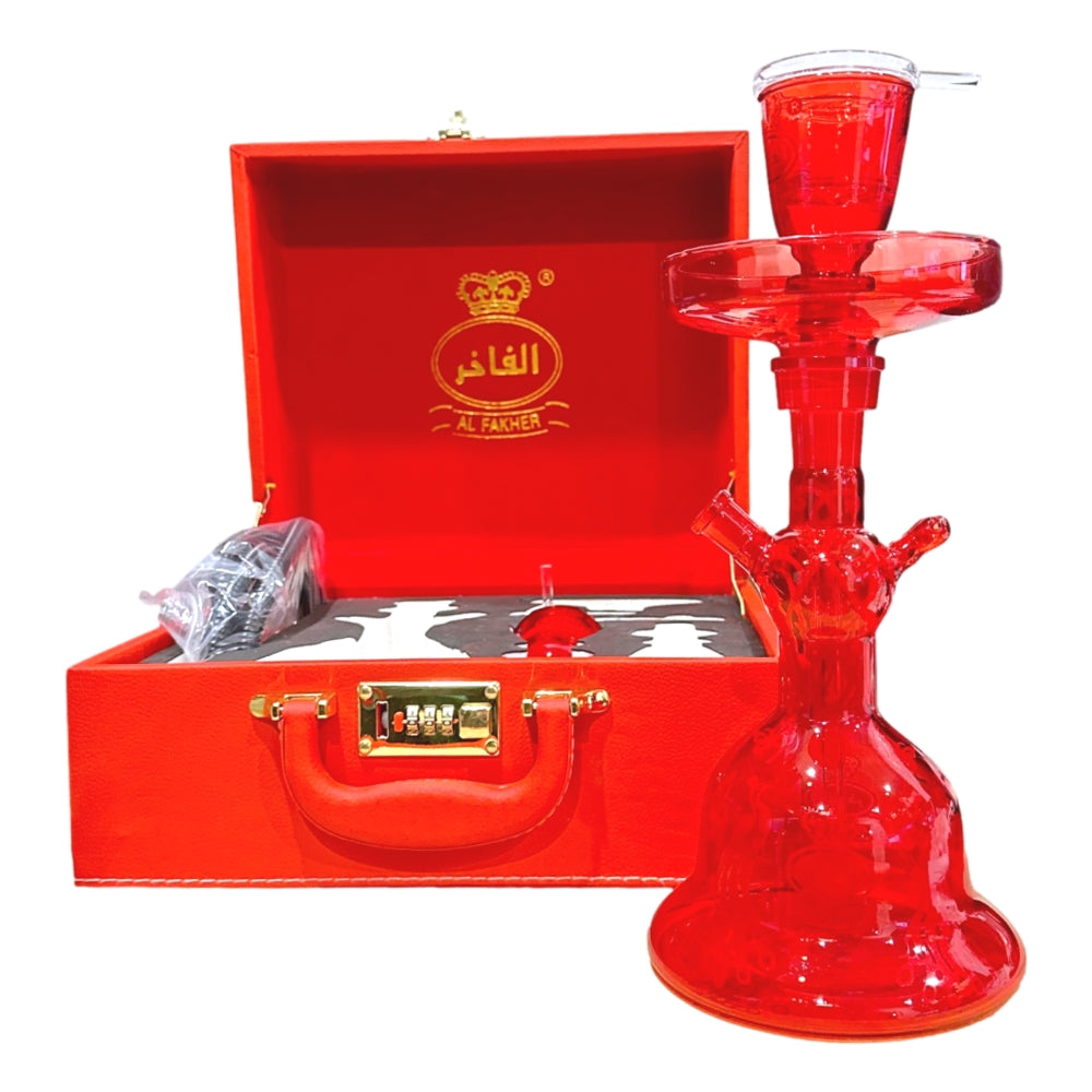 Al Fakher Red Glass Hookah Shisha Complete Set and Travel Case