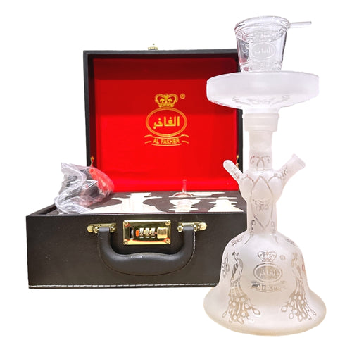 Al Fakher White Glass Hookah Shisha Complete Set and Travel Case