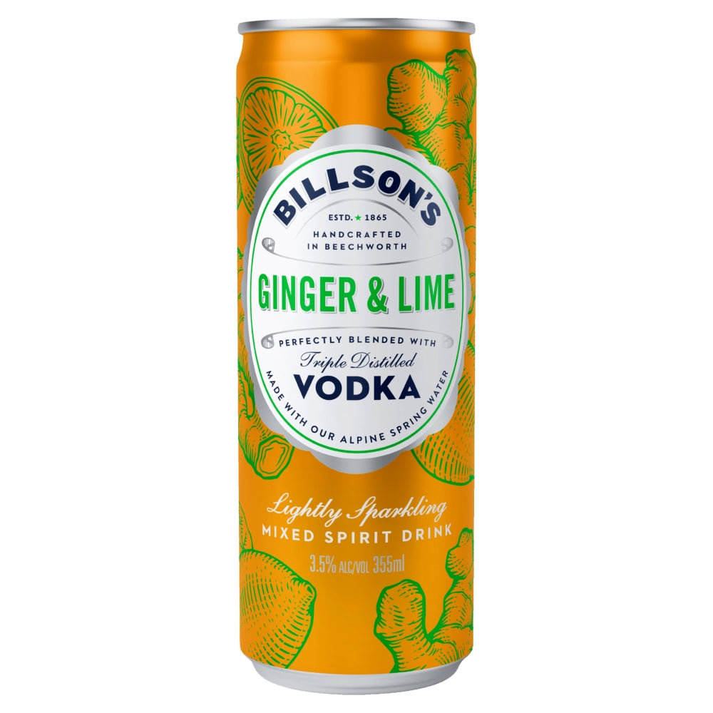 Billson's Ginger and Lime Vodka Mixed Drink 355mL (6 Pack)