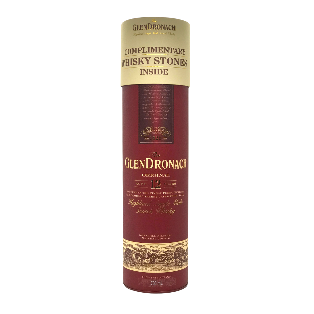 Glendronach Original 12 Year Old Single Malt Scotch Whiskey (Bonus Whisky Stones)