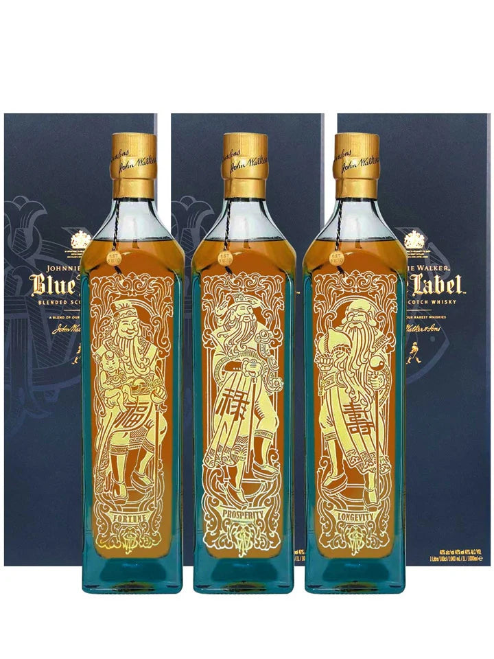 Johnnie Walker Blue Label God Of Longevity + Prosperity + Fortune 1 L (Set of 3 Bottles)