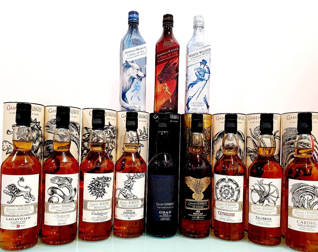 Game Of Thrones Single Malts Complete Bundle Of 12 Whiskies Incl New Mortlach 15 YO With Bonus Original Game Of Thrones Board