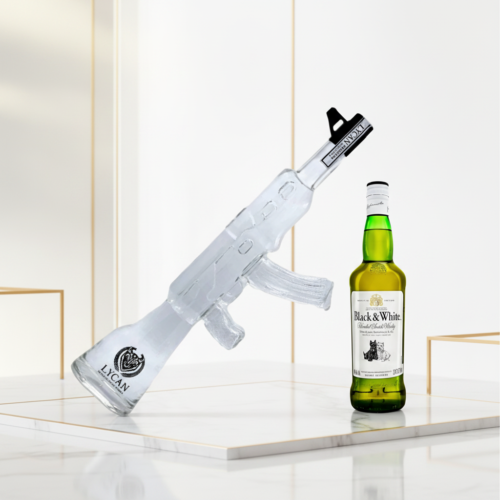 Lycan AK47 Gun Vodka 750mL + Free Black & White Blended Scotch Whisky 700mL — Anniversary Special