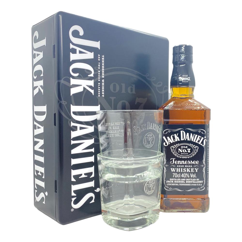 Jack Daniel's Old No 7 Tennessee Whiskey and 2 Glasses Gift Tin