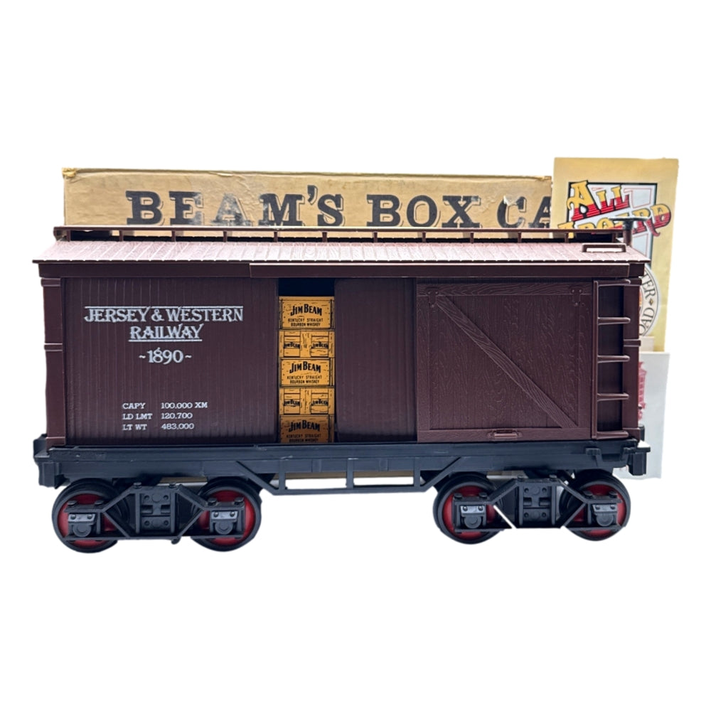 Jim Beam 100 Months Old Decanter Jersey And Western Railway Brown Box Car 750mL - Sealed With Box and Papers