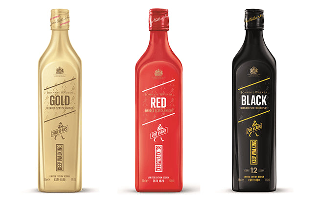 Johnnie Walker 200 Years Anniversary Limited Edition Design (Gold + Black + Red) 700 ml X 3 Bottles