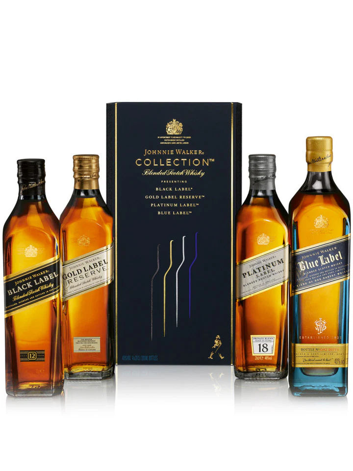 Johnnie Walker Blue Label Striding Man Collection Blended Scotch Whisky Gift Pack (4 X 200mL Bottles)