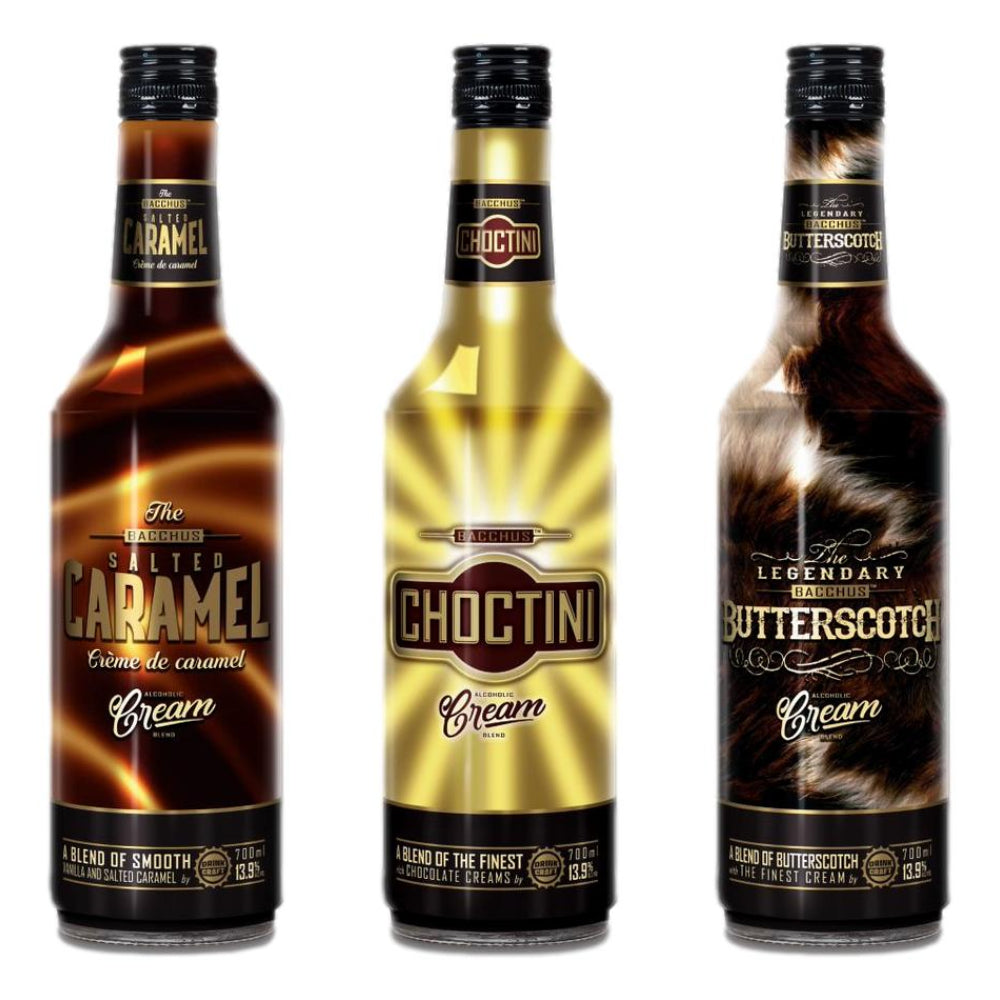 Bacchus Salted Caramel and Choctini Cream and Butterscotch (3X700mL)