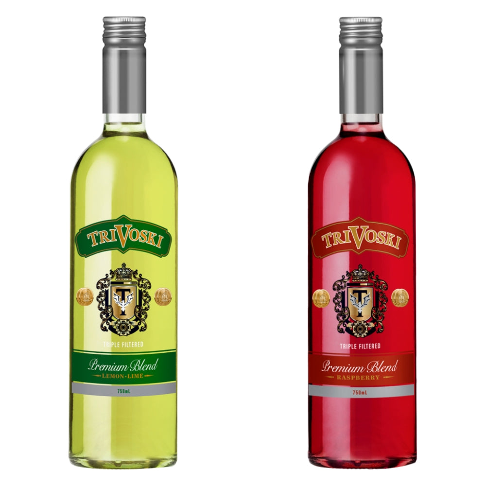Trivoski Premium Blend Lemon Lime and Raspberry Bundle (2X750mL)